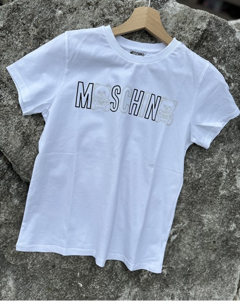 Triko dětské Moschino bílé s nápisem